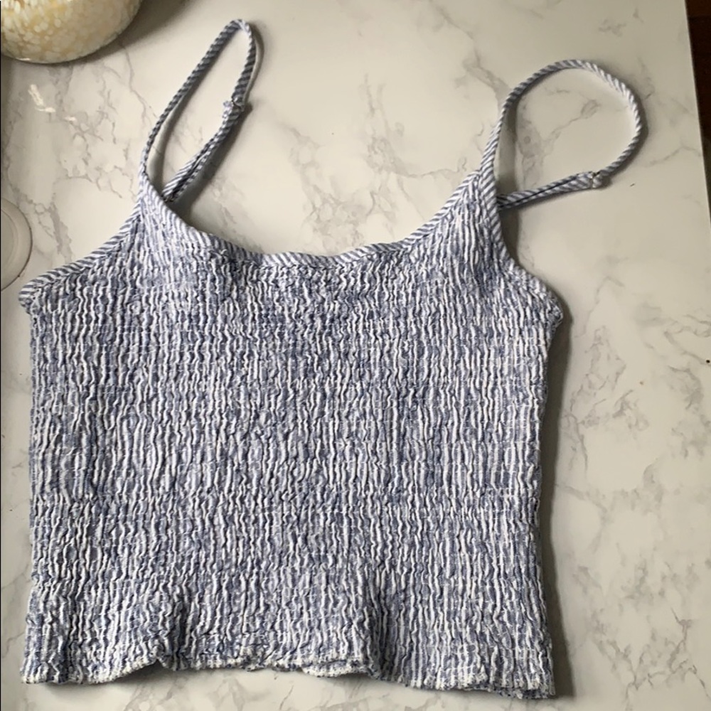 Blue White Crop Top